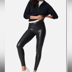 Faux Leather Spanx Leggings Black XL